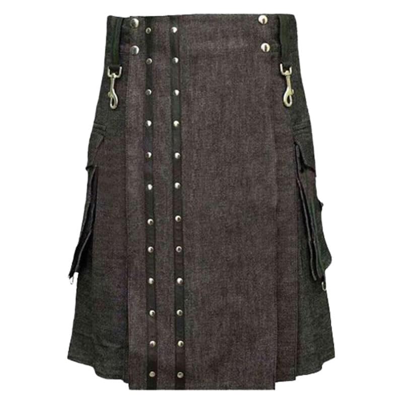 Denim Kilt With Straps