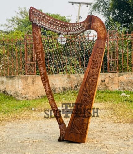 22-string-flower-design-lyre-harp