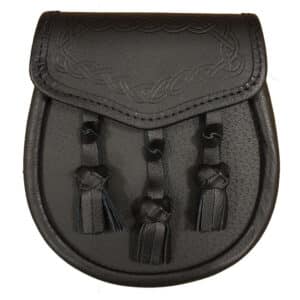 Black Leather Embossed Sporran
