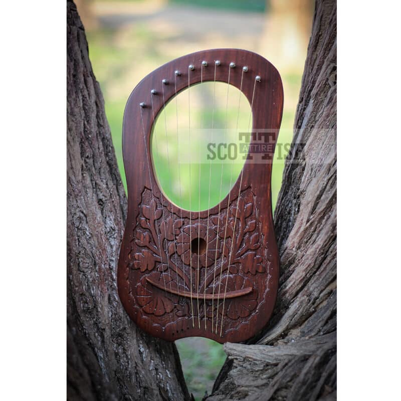 Flower-design-rosewood-lyre-harp.