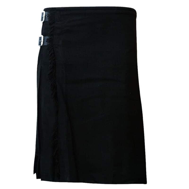 Men plain black tartan kilt for sale