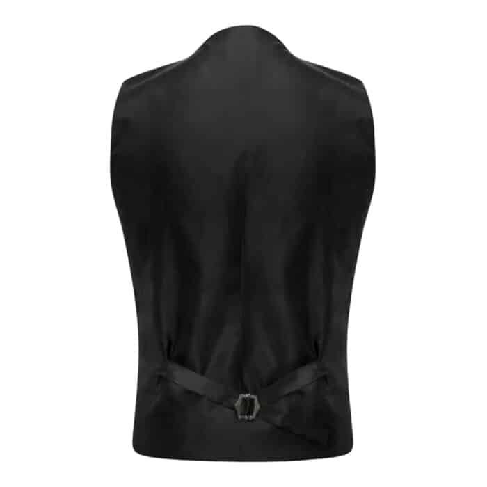 Black Stewart Tartan Vest Back