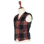 Black Stewart Tartan Vest Side