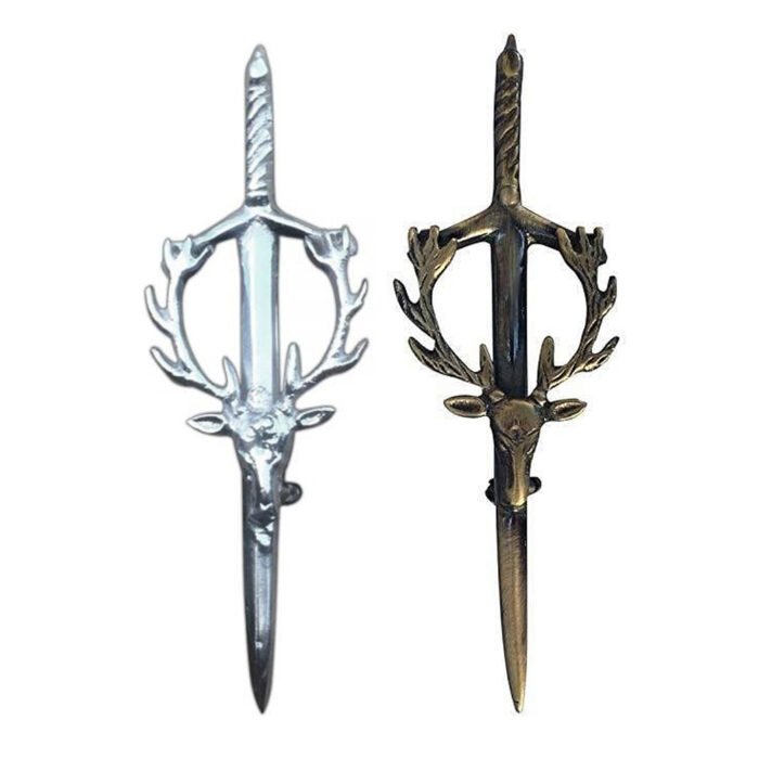 Stag Head Thistle Kilt Pin