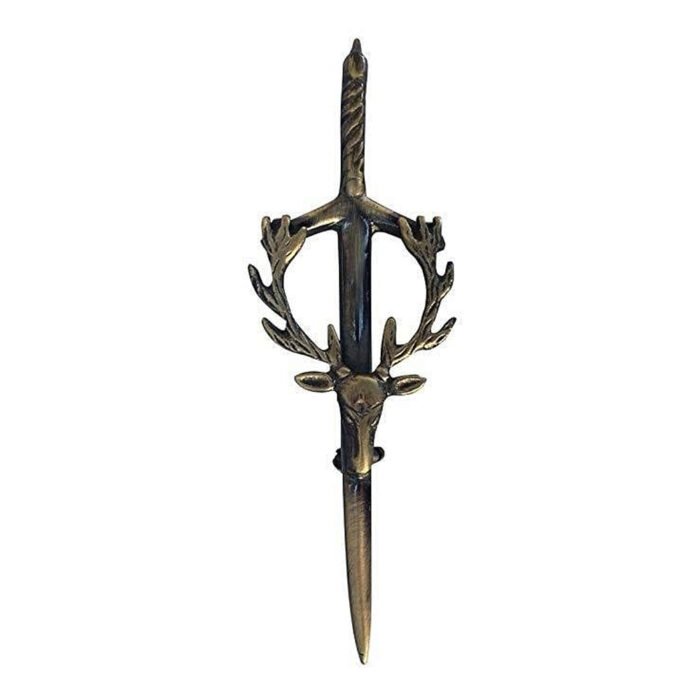 Stag Head Thistle Kilt Pin Atique
