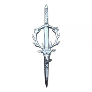 Stag Head Thistle Kilt Pin Chrome