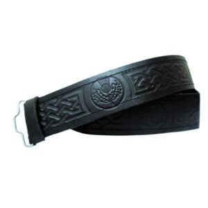 Thistle Engraved Kilt Leather Belt