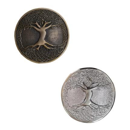 Tree Celtic Round Kilt Belt Buckle