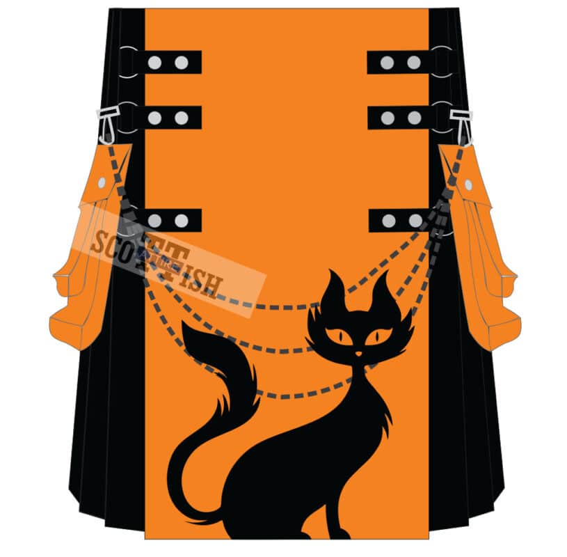 Halloween black cat designed kilt