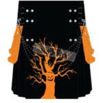 Halloween Spooky Tree Designed Kilt In Black Apron