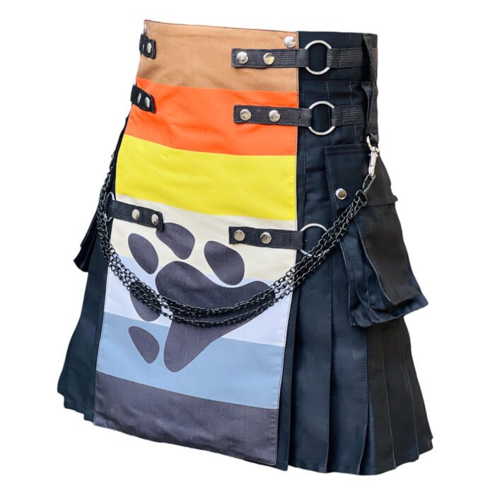 Bear pride flag kilt with paw print left side