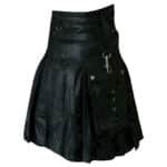 Black Leather Gothic Kilt Back