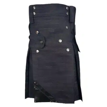 Denim Kilt With Leather Strap