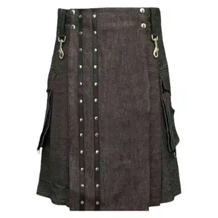 Denim Kilt With Straps