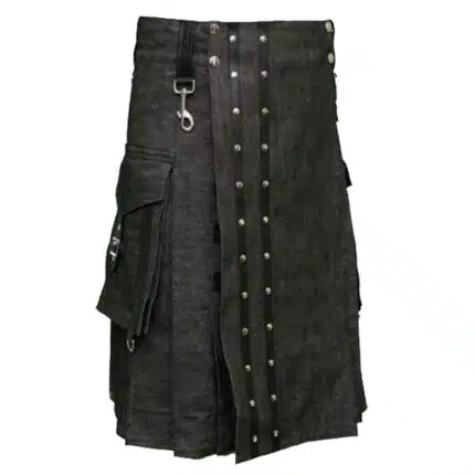 Denim Kilt With Straps Right