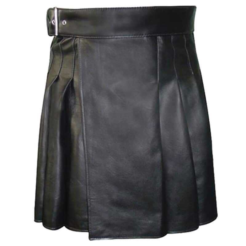 Genuine Black Leather Kilt