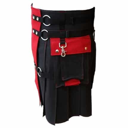 Red Gothic Utility Hybrid Kilt Side