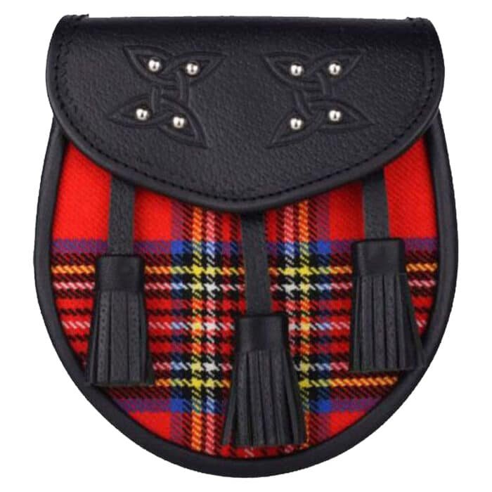 Royal Stewart Tartan Sporran With Leather