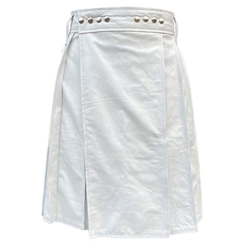 White Leather Kilt Men