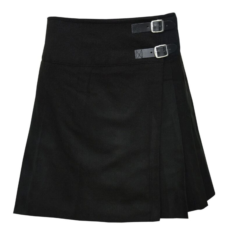 Plain Black Women Tartan Skirt
