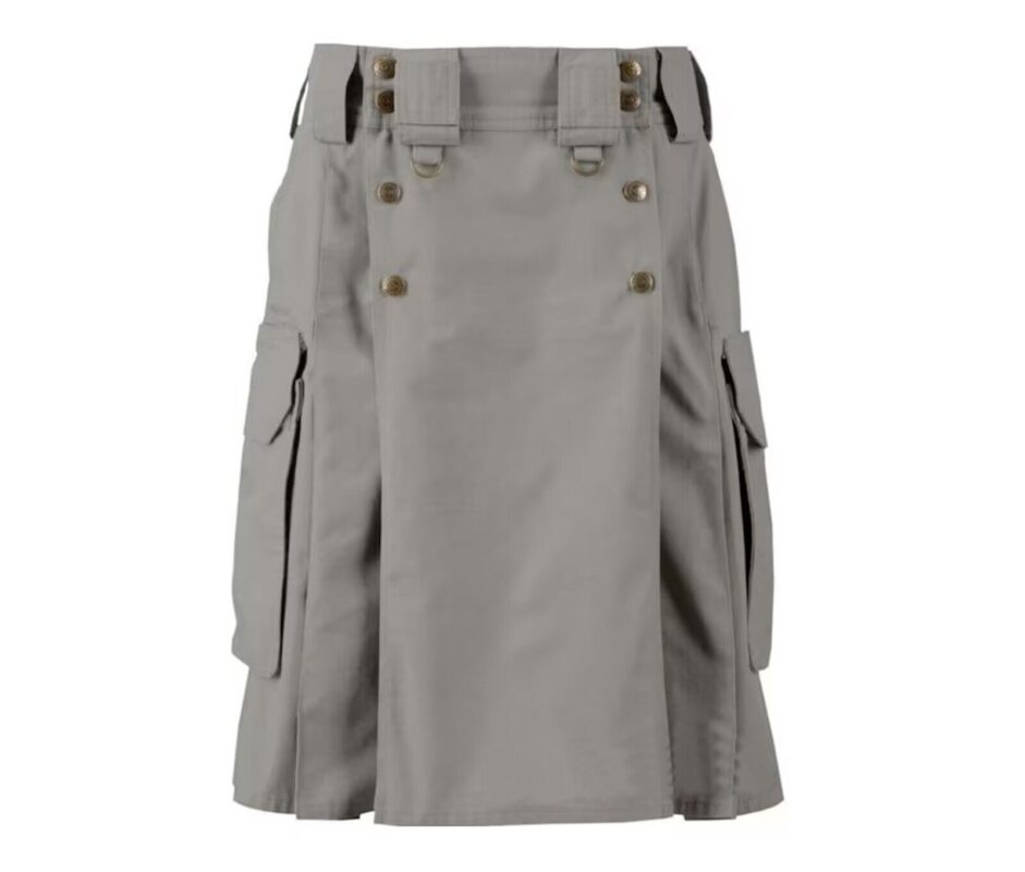 Grey Handmade Tactical Utility Kilt For Men