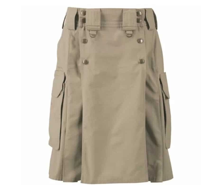 Handmade Khaki Tactical Duty Kilt For Men