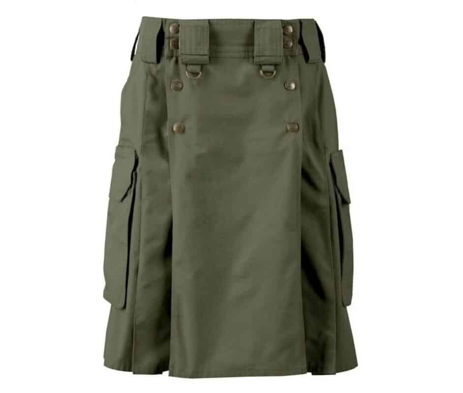 Handmade Olive Green Tactical Utility Kilt For Men