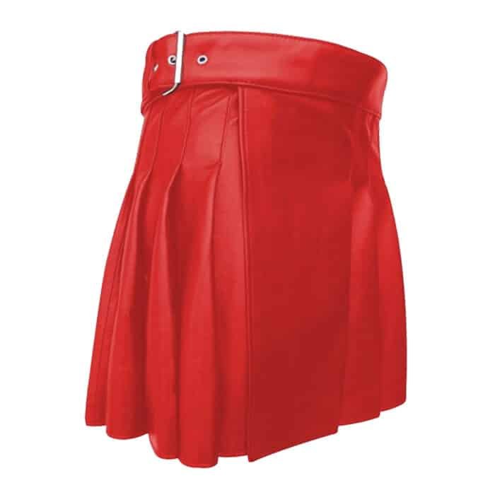 Women Red Leather Kilt