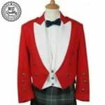 Scottish Red And White Prince Charlie Christmas Kilt Jacket