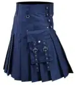 Men's Scottish Custom Made Navy Blue Utility Kilt