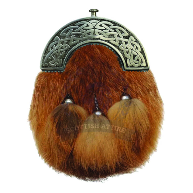 Fox Fur Sporran with Cut Out Celtic Cantle