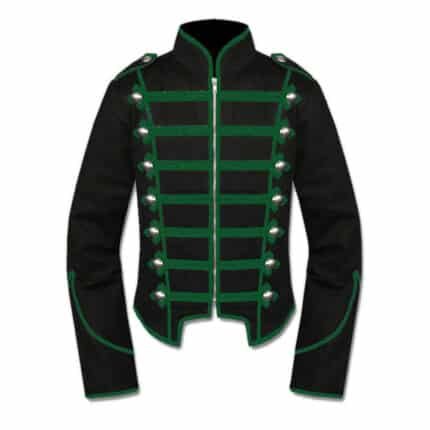Green Black Gothic Steampunk Military Drummer Parade Jacket