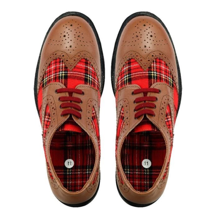 Men's Brown Tartan Brogues Style