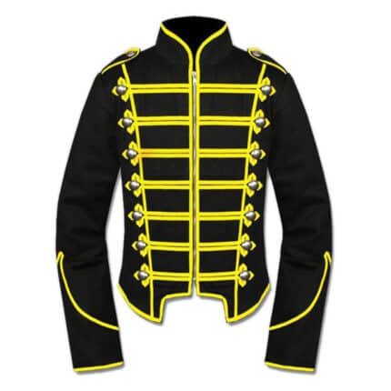 Yellow Black Gothic Steampunk Military Drummer Parade Jacket