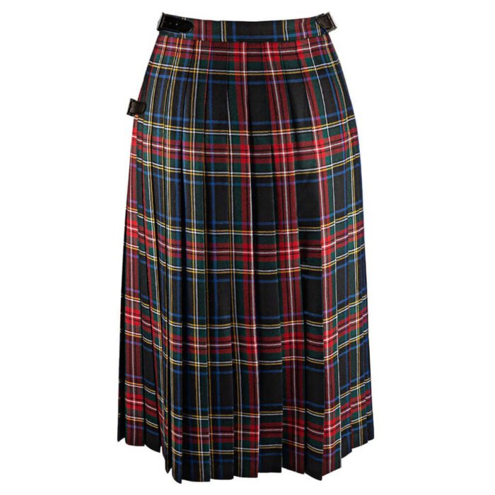 black stewart women kilted skirt back