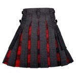 Black Denim Wallace Tartan Hybrid Kilt Back