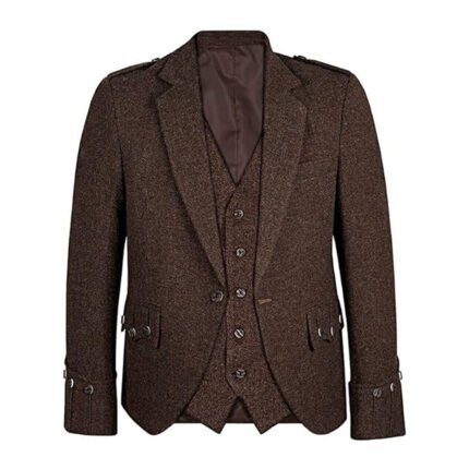 Dark Brown Tweed Argyle Kilt Jacket
