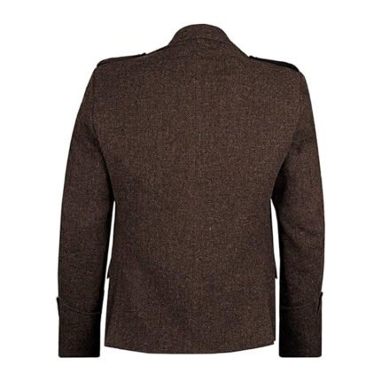 Dark Brown Tweed Argyle Kilt Jacket Back