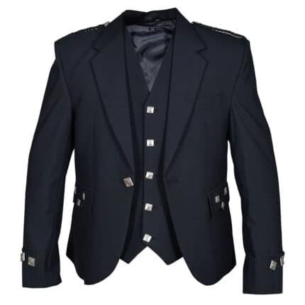 argyll black kilt jacket with vest
