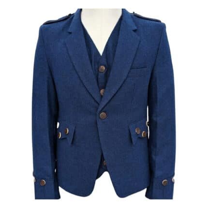 blue tweed kilt jacket with waistcoat