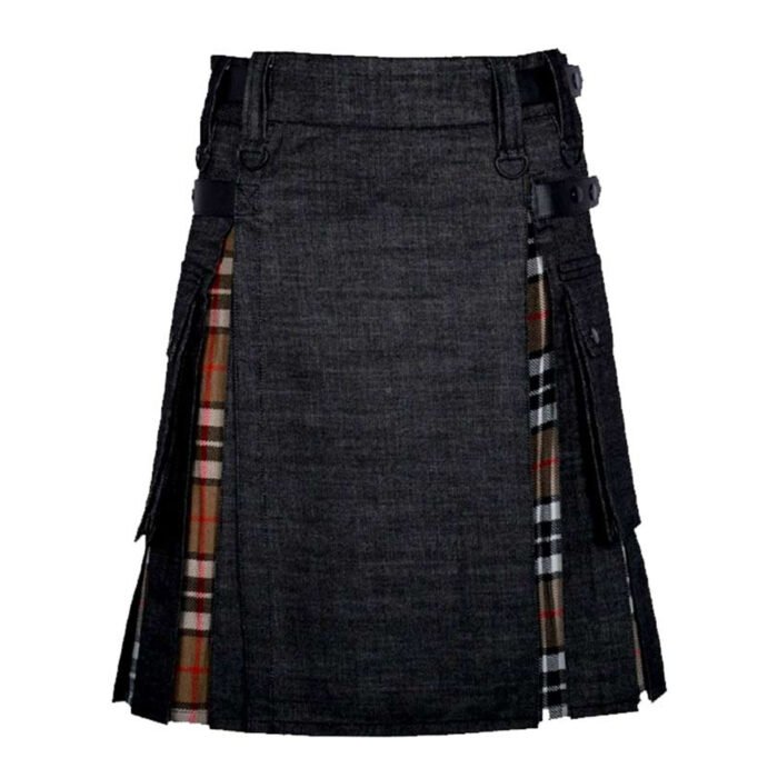 Camel Thomson Tartan Denim Hybrid Kilt