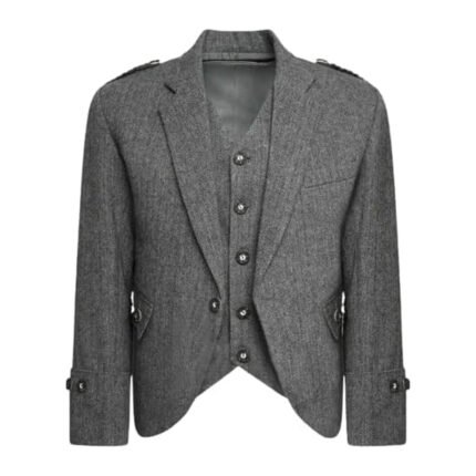 grey tweed argyle kilt jacket with waistcoat
