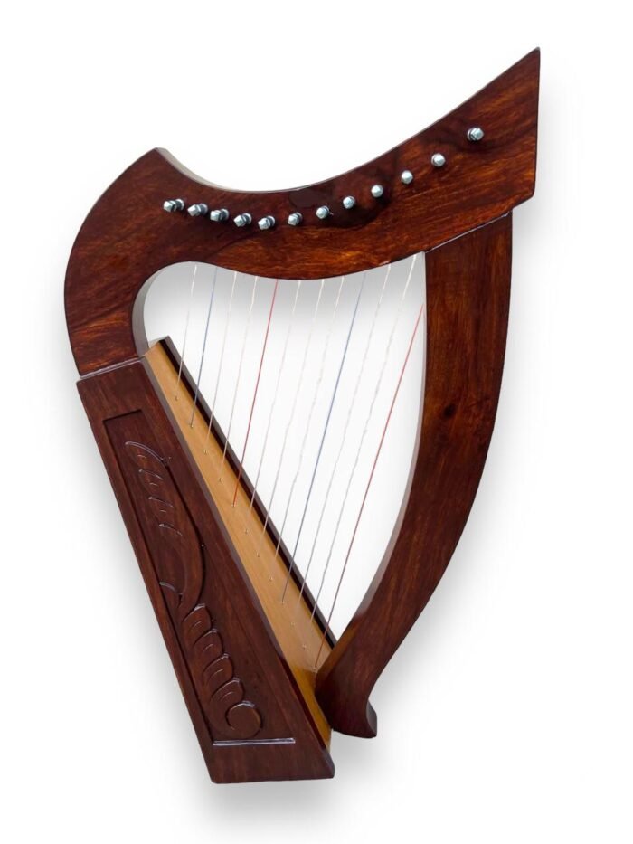 12 Strings Wooden Polish Lyre Harp Side