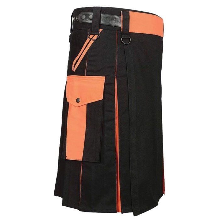 Black And Orange Utility Hybrid Kilt