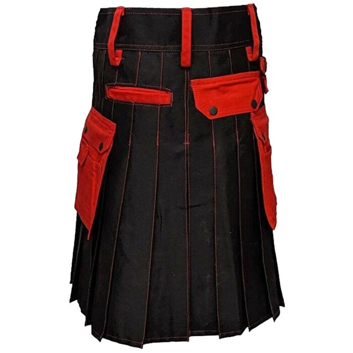 Black And Red Utility Kilt Back