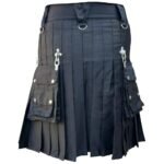 Black Gothic Utility Kilt Mens Back