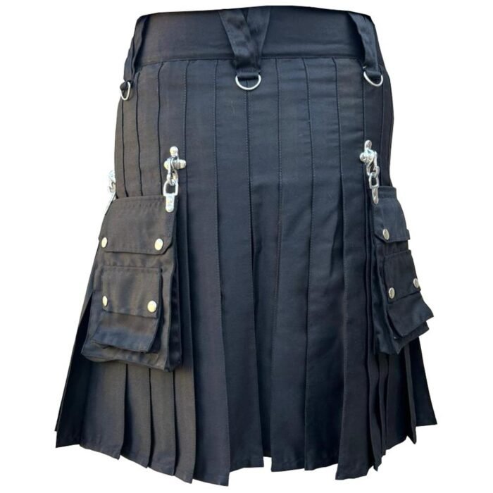 Black Gothic Utility Kilt Mens Back