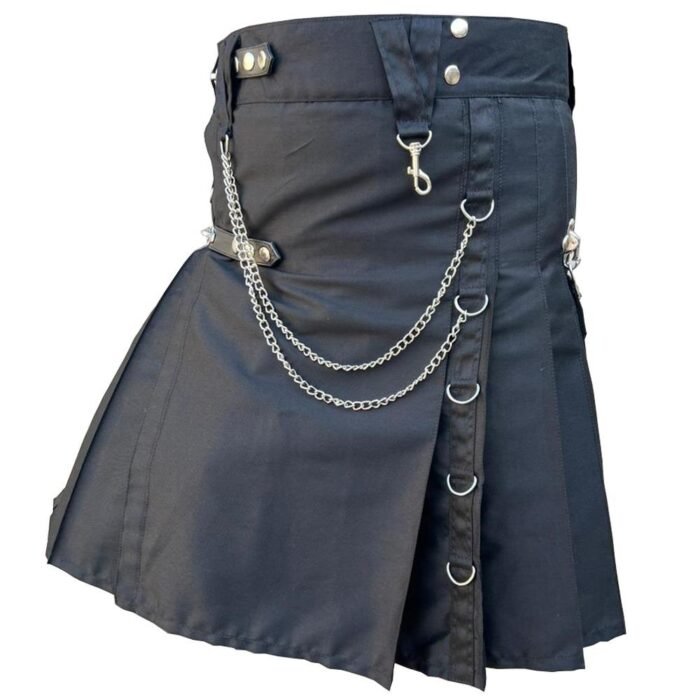 Black Gothic Utility Kilt Mens Left Side