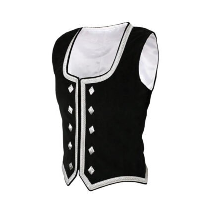 Black Velvet Highland Dancing Vest with Silver Trim Vest