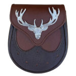 Brown Leather Sporran With Deer Badge